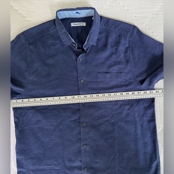 Tommy Bahama Navy Linen Blend Button Up Shirt Men’s Large - Picture 10 of 13